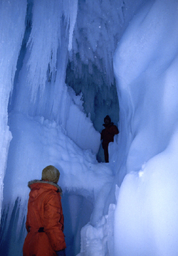 Multi-level ice cave.