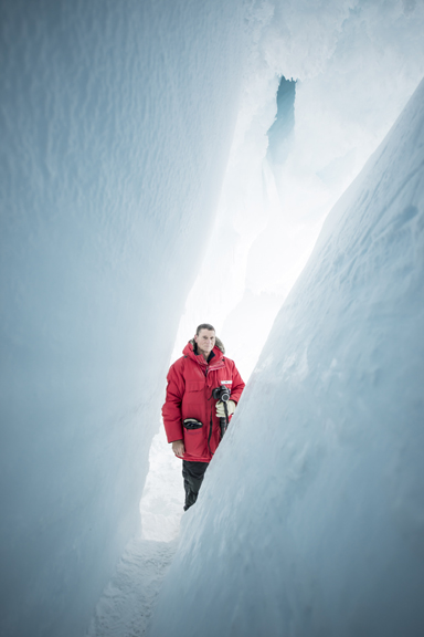 That's me, standing in the ice cave of 2014. (Photo by Alasdair Turner)